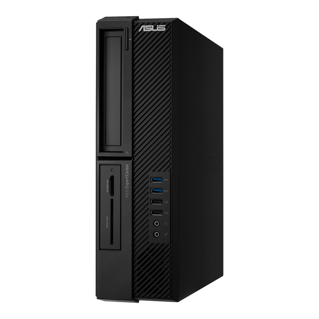 Black ASUS ExpertCenter D9 flagship business desktop computer standing vertically