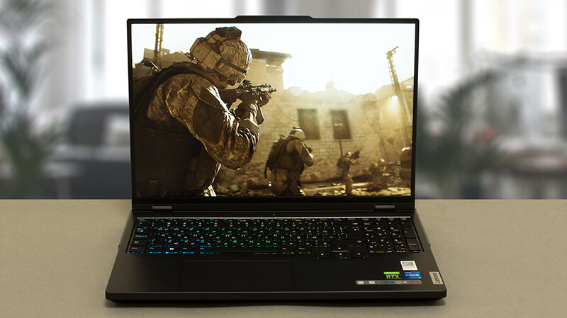 Lenovo Legion Pro 5 gaming laptop showing 16-inch display and rear port layout