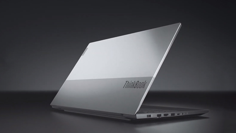 Lenovo ThinkBook 15 laptop showing full-size keyboard with number pad and IPS display