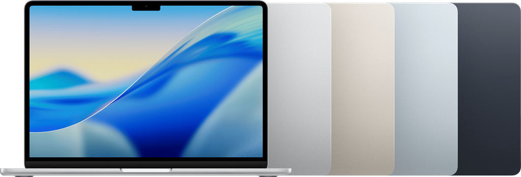 Apple MacBook Air 13-inch and 15-inch laptops displayed side by side showcasing thin aluminum chassis design