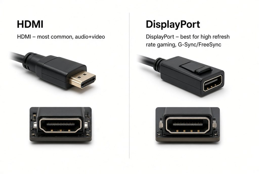 A laptop connected to an external monitor using a single USB-C cable setup