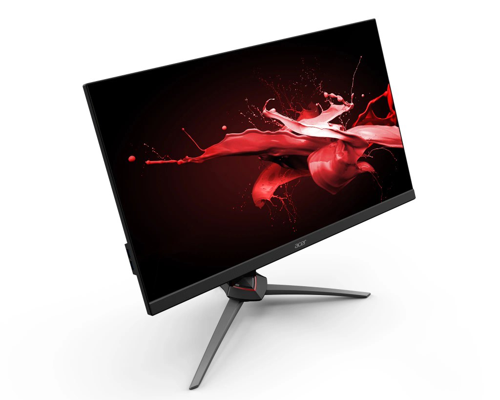 Acer Nitro series gaming monitor displaying technical specifications and design features.
