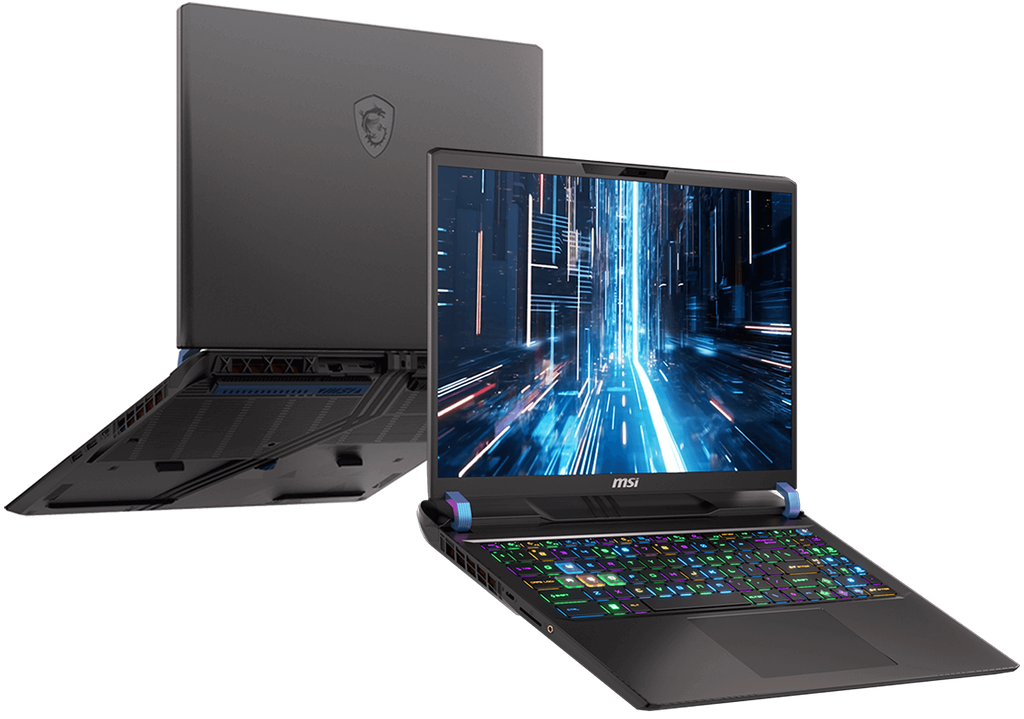 MSI Vector 16 HX gaming laptop top view showing display screen and keyboard