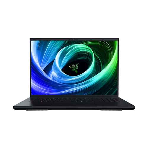 Razer Blade 18 gaming laptop top view showing display screen and keyboard